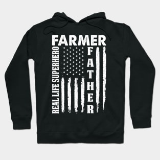 Farmer Father Real Life Superhero Proud Farmer Dad Gift Hoodie